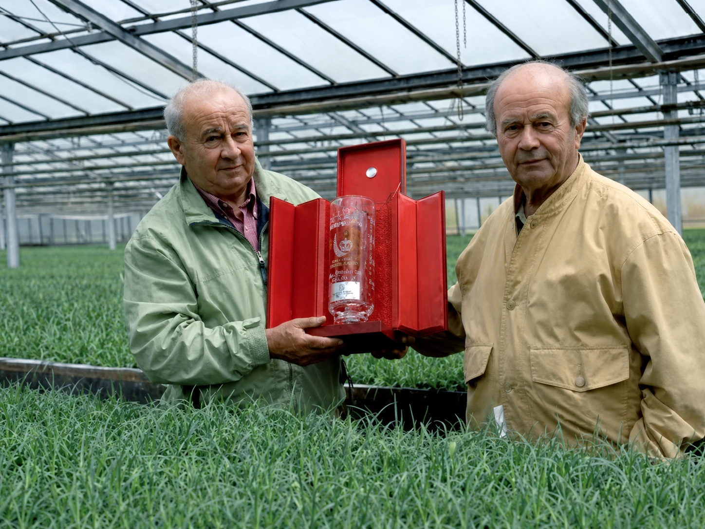Renato and Antonio Di Giorgio, founders, holding the First Prize for Carnation Cuttings