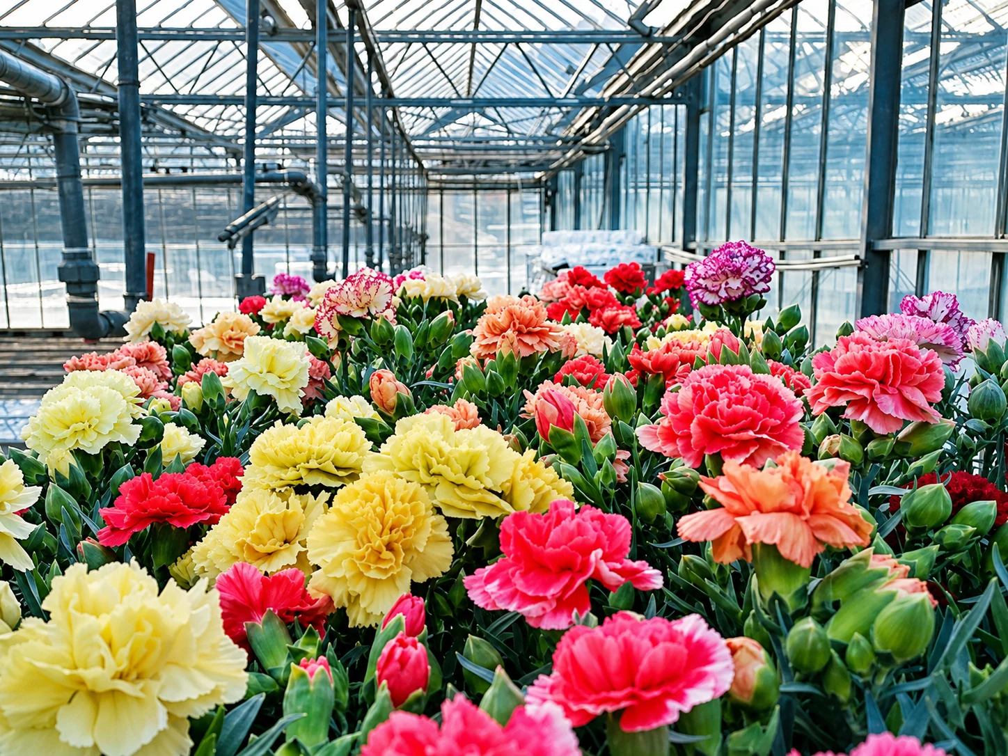 Dianthus and carnation varieties in Di Giorgio greenhouses